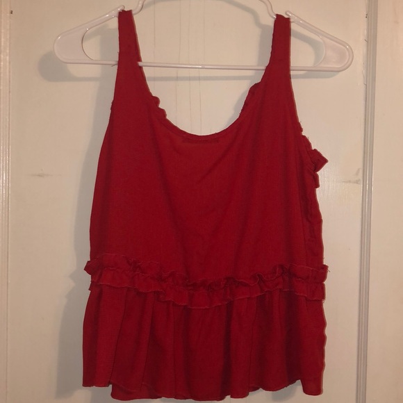 Red Flowy Crop Top - Picture 2 of 2